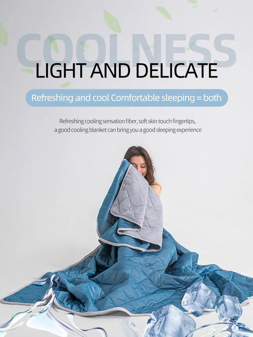 Color Cooling Blanket With Diamond Grid And Floral Print, Minimalist Fashion/Cooling Material